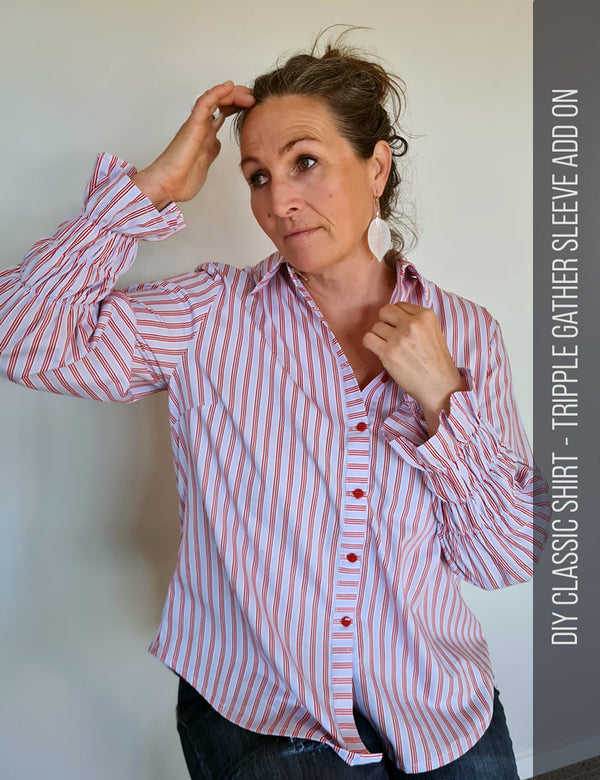 Shirt with designer sleeves sewing pattern