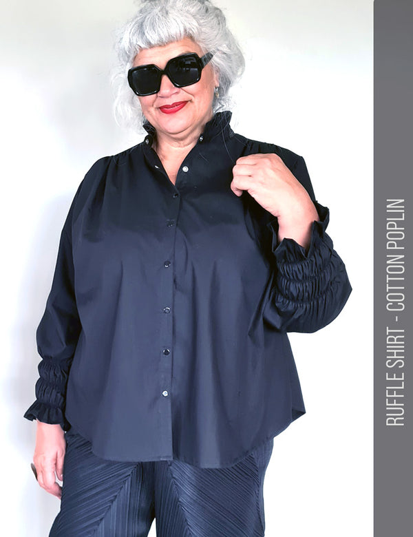 Ruffle shirt pattern for women Front