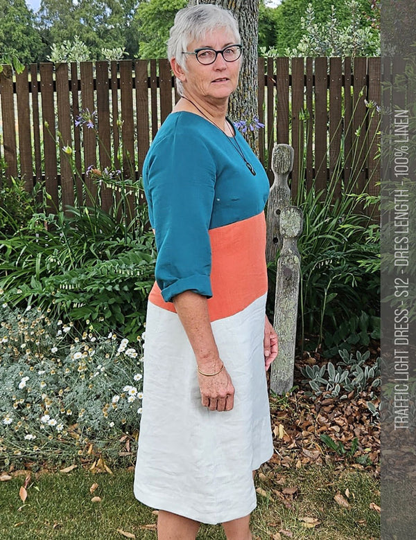 Layered linen dress sewing pattern