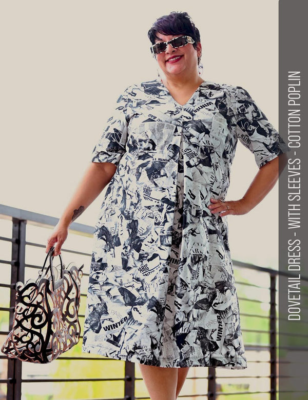 womens designer pleat dress sewing pattern