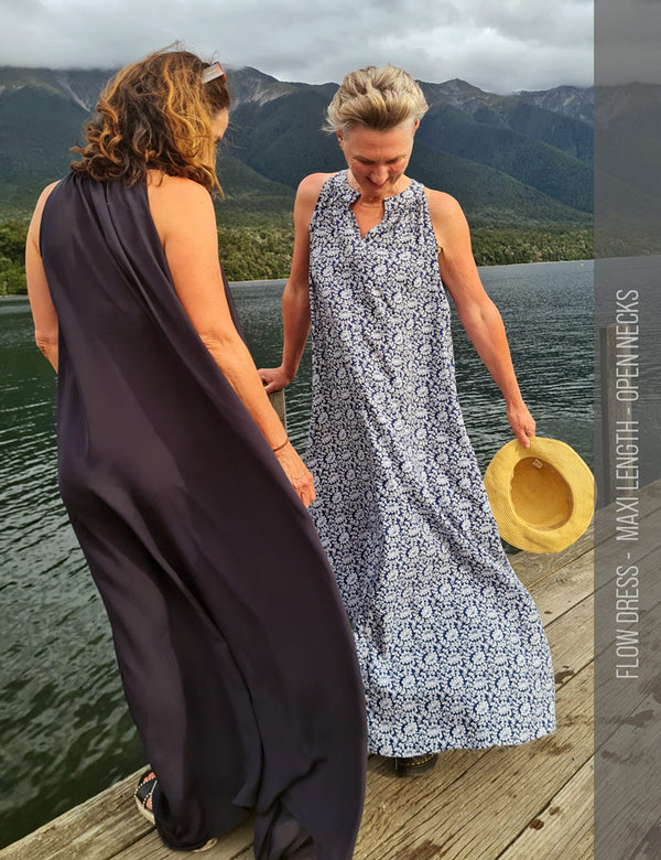 Rear view of Flow dresses on wharf