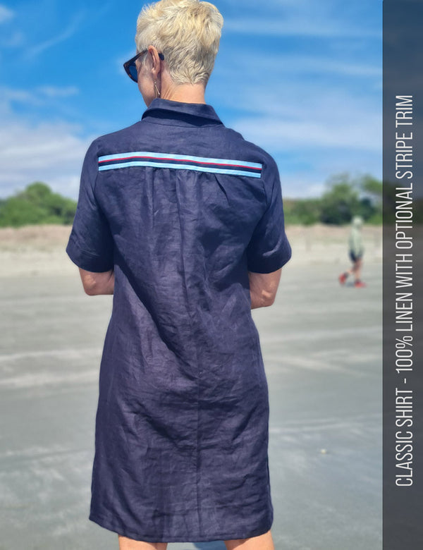 Modern shirt dress sewing pattern back view