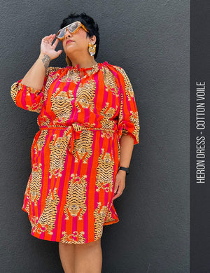 Gathered neck dress sewing pattern for women