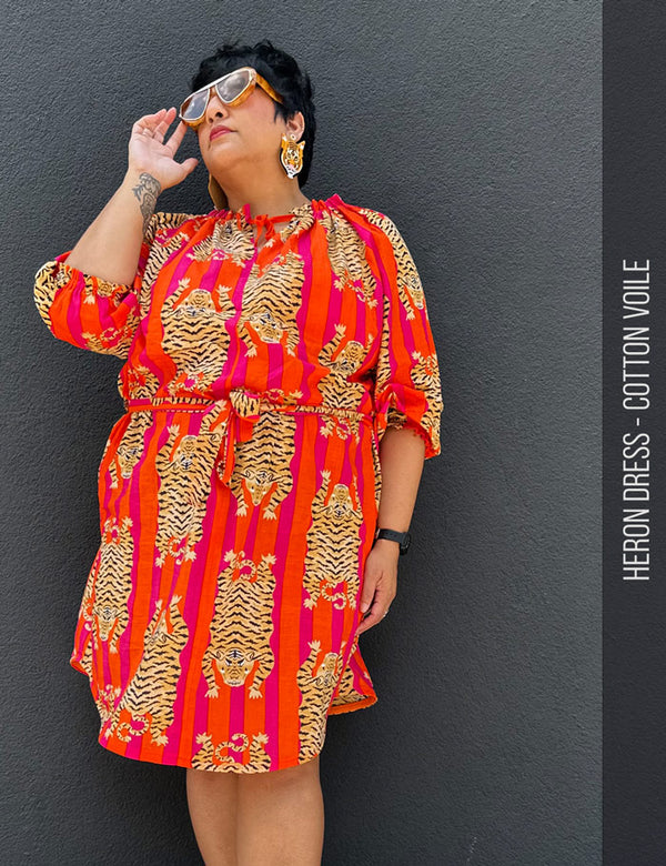Gathered neck dress sewing pattern for women