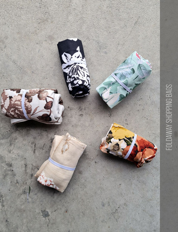 Foldaway shopping bags folded up