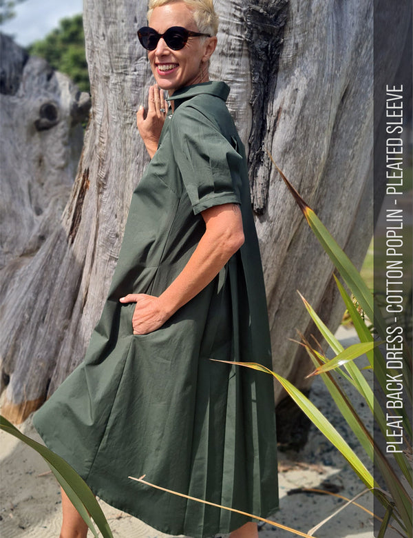 Pleat Back shirt dress