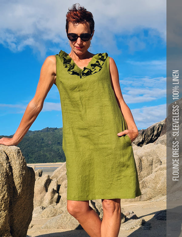 Flounce neck dress pattern