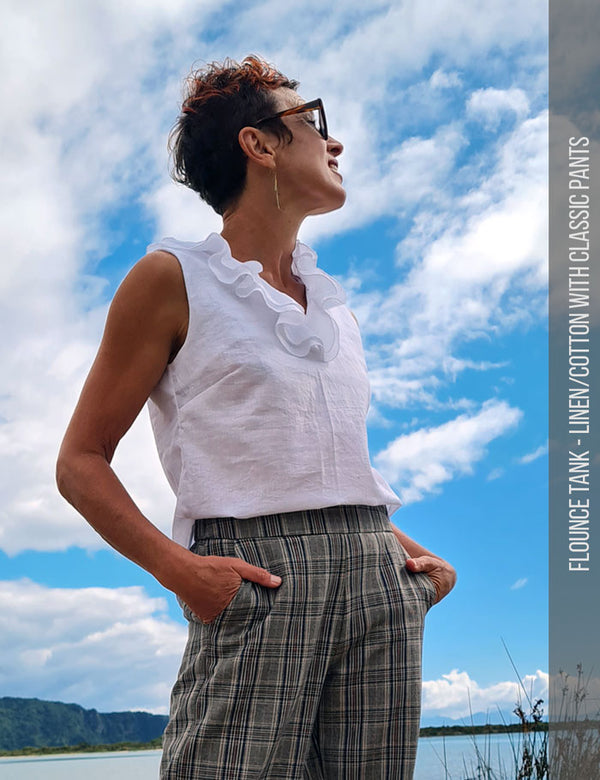 Flounce neck tank sewing pattern