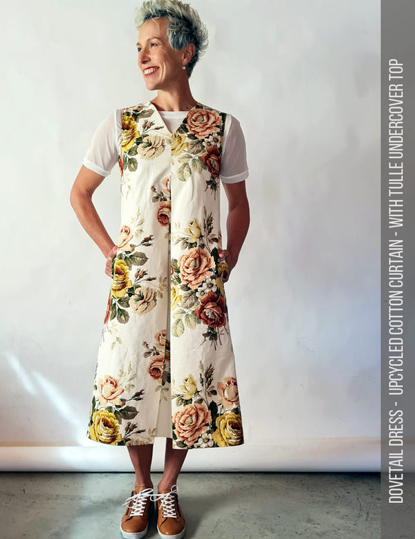 Dovetail pleat dress sewing pattern for women with tulle top