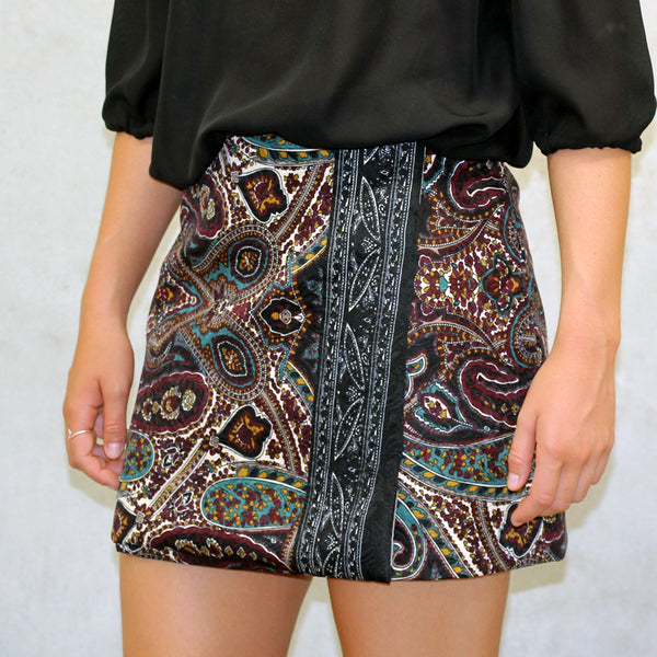 Beginner Wrap Skirt with patterned fabric panel