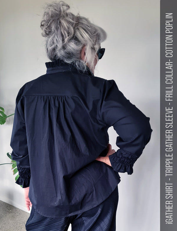 Designer shirt sewing pattern with yoke - back view