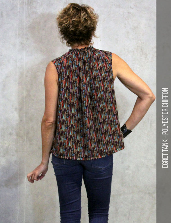 Egret tank - gathered neck sewing pattern - rear view