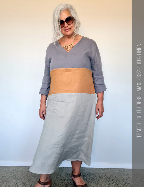 Layered linen dress sewing pattern for women XL