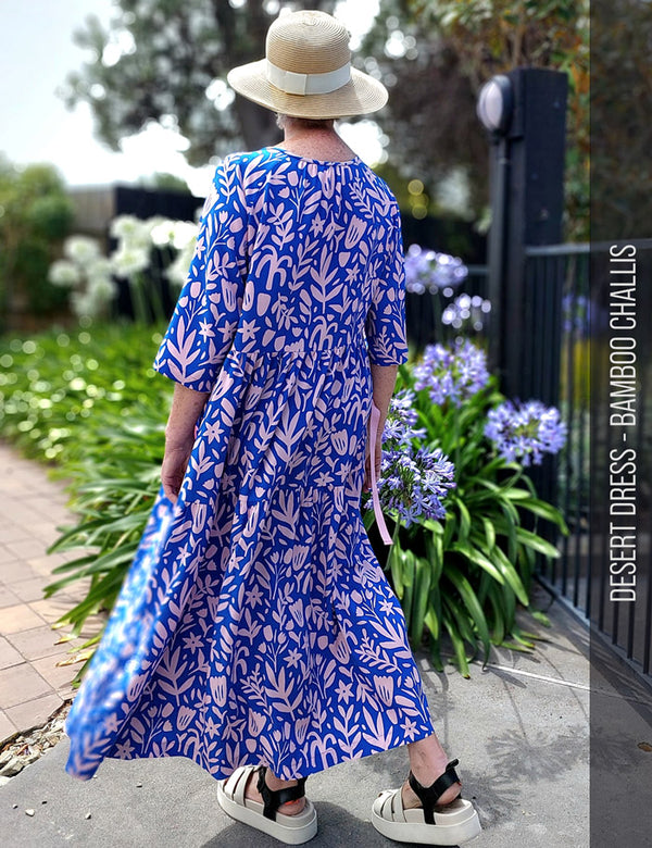 Layered womens dress sewing pattern back view
