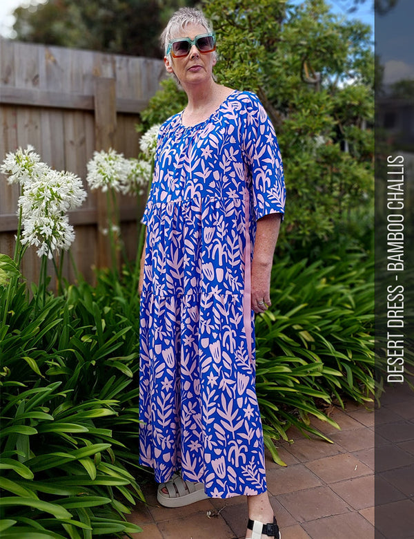 Layered womens dress sewing pattern frontview
