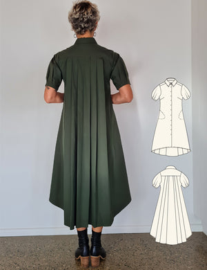 Shirt dress with pleat back sewing pattern