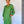 Load image into Gallery viewer, Woman wearing a green linen shift dress with long gathered hem sleeve against a plain background
