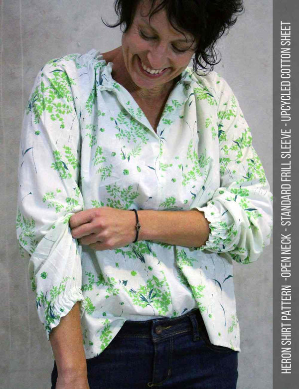 Heron shirt PDF sewing pattern close up view