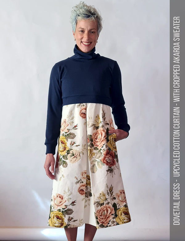 Dovetail dress sewing pattern for women with cropped sweater