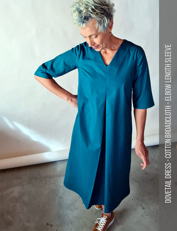 Pleat dress sewing pattern for women - sleeve option