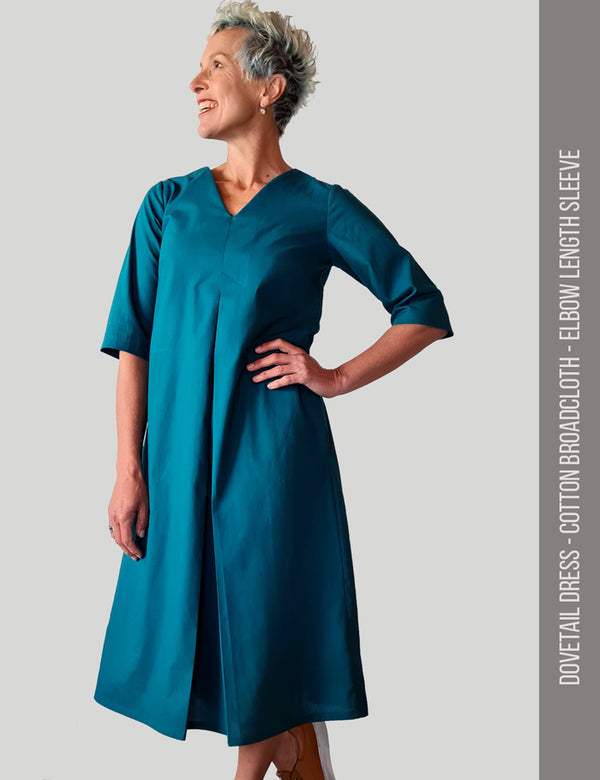pleat dress front view with sleeves