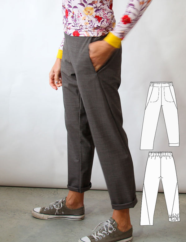 Beginner PDF Wide Leg Pants Sewing Pattern, Instant Download U.S Size  0,2,4,6,8,10,12,14,16,18 A0,A4, U.S 