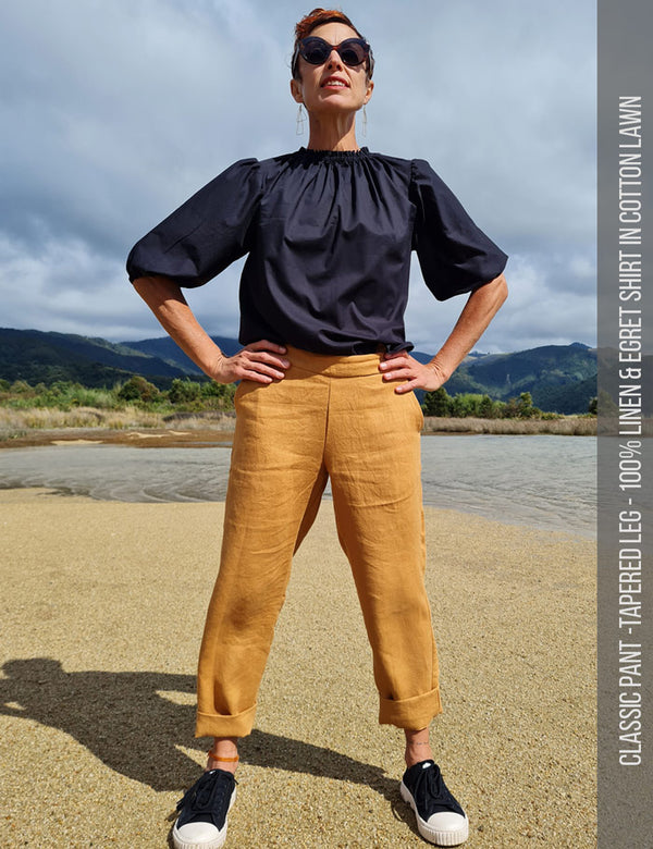 Womens tapered leg sewing pattern in linen