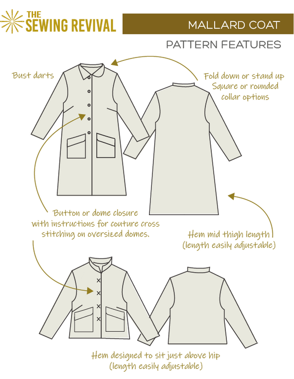 Easy coat pattern features