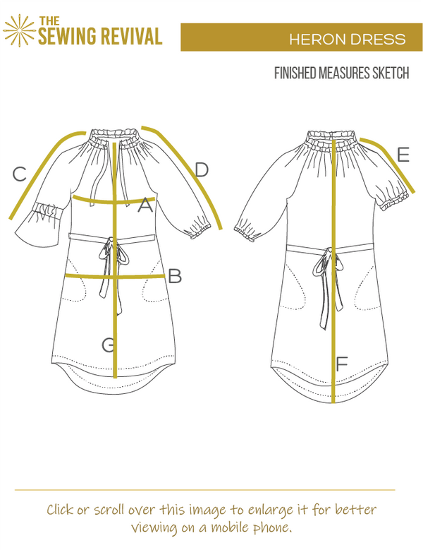 Heron dress finished measures sketch