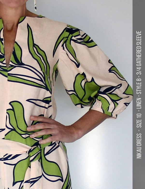 Nikau dress PDF sewing pattern - style b sleeves - close up