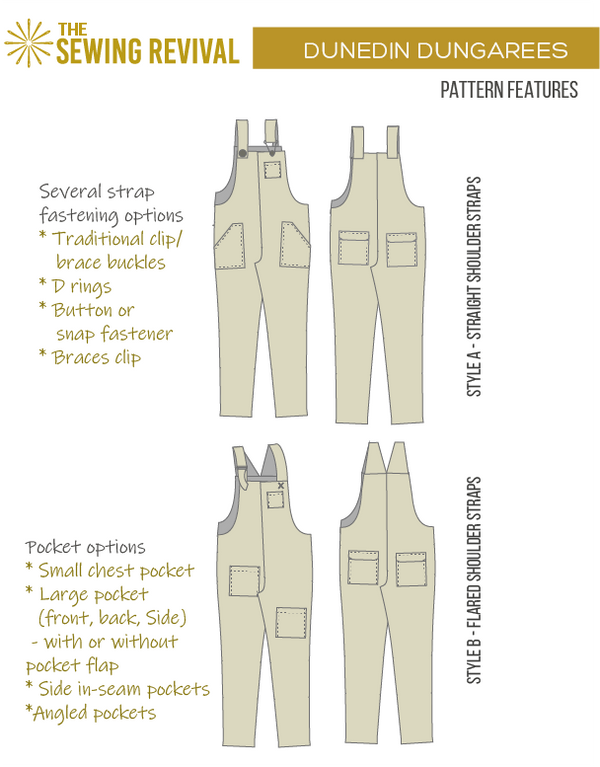 Dungaree sewing pattern features