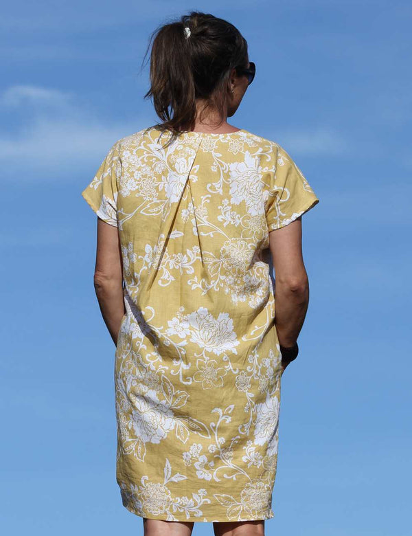 Stitchbird dress PDF sewing pattern - linen floral - back