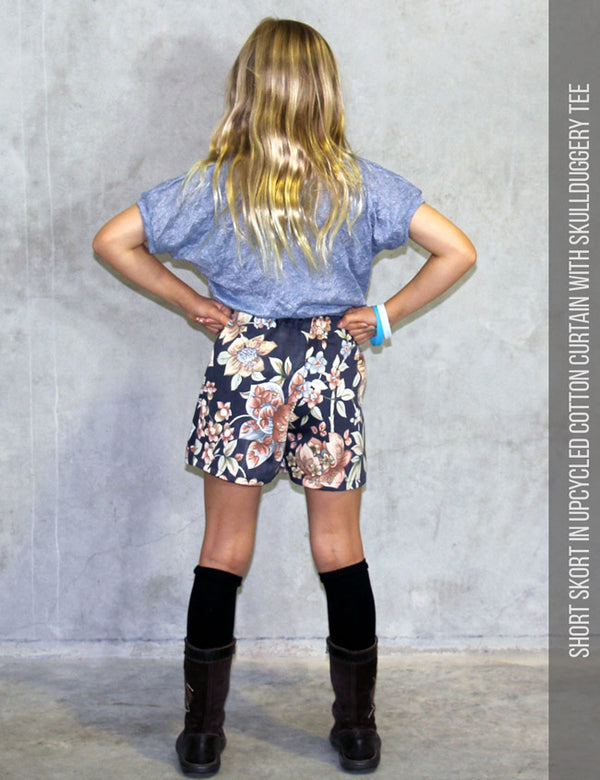 Skort and short sewing pattern for children back view