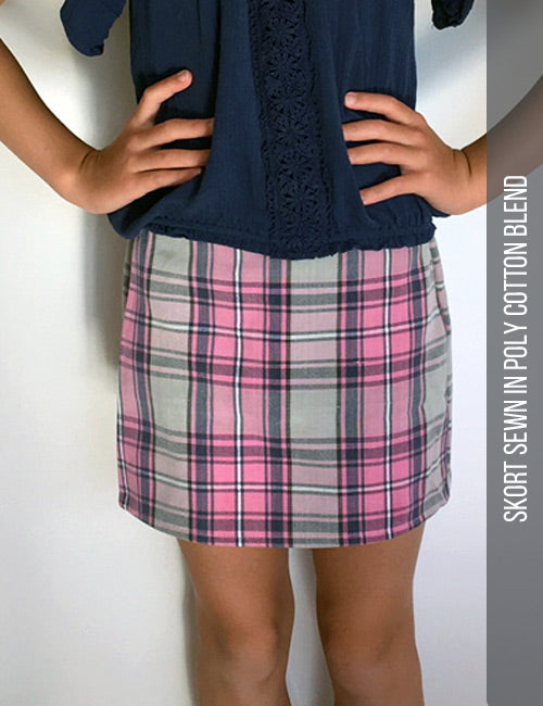 Front view skort sewing pattern for children